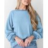 imagePRETTYGARDEN Womens Long Sleeve Tee Shirts Spring Fall Trendy Clothes Casual Loose Crewneck Ribbed Blouse Tunic TopsLight Blue
