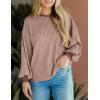 imagePRETTYGARDEN Womens Long Sleeve Tee Shirts Spring Fall Trendy Clothes Casual Loose Crewneck Ribbed Blouse Tunic TopsLight Brown