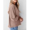 imagePRETTYGARDEN Womens Long Sleeve Tee Shirts Spring Fall Trendy Clothes Casual Loose Crewneck Ribbed Blouse Tunic TopsLight Brown