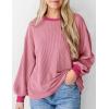 imagePRETTYGARDEN Womens Long Sleeve Tee Shirts Spring Fall Trendy Clothes Casual Loose Crewneck Ribbed Blouse Tunic TopsPink