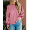 imagePRETTYGARDEN Womens Long Sleeve Tee Shirts Spring Fall Trendy Clothes Casual Loose Crewneck Ribbed Blouse Tunic TopsPink
