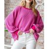 imagePRETTYGARDEN Womens Long Sleeve Tee Shirts Spring Fall Trendy Clothes Casual Loose Crewneck Ribbed Blouse Tunic TopsRose Red
