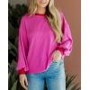 imagePRETTYGARDEN Womens Long Sleeve Tee Shirts Spring Fall Trendy Clothes Casual Loose Crewneck Ribbed Blouse Tunic TopsRose Red