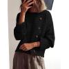 imagePRETTYGARDEN Womens Sweaters Fall 2025 Casual Long Sleeve Crewneck Button Loose Winter Knit Pullover Sweater TopsBlack
