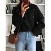 imagePRETTYGARDEN Womens Sweaters Fall 2025 Casual Long Sleeve Crewneck Button Loose Winter Knit Pullover Sweater TopsBlack