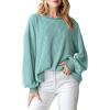 imagePRETTYGARDEN Womens Long Sleeve Tee Shirts Spring Fall Trendy Clothes Casual Loose Crewneck Ribbed Blouse Tunic TopsBean Green