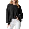 imagePRETTYGARDEN Womens Long Sleeve Tee Shirts Spring Fall Trendy Clothes Casual Loose Crewneck Ribbed Blouse Tunic TopsBlack