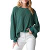 imagePRETTYGARDEN Womens Long Sleeve Tee Shirts Spring Fall Trendy Clothes Casual Loose Crewneck Ribbed Blouse Tunic TopsDark Green