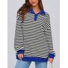 imagePRETTYGARDEN Womens Oversized Striped Sweatshirts Spring Fall Trendy Casual Long Sleeve Button Up Tops Shirt Preppy ClothesStriped Black White