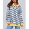 imagePRETTYGARDEN Womens Oversized Striped Sweatshirts Spring Fall Trendy Casual Long Sleeve Button Up Tops Shirt Preppy ClothesStriped Blue White