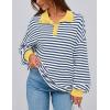 imagePRETTYGARDEN Womens Oversized Striped Sweatshirts Spring Fall Trendy Casual Long Sleeve Button Up Tops Shirt Preppy ClothesStriped Blue White
