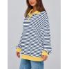 imagePRETTYGARDEN Womens Oversized Striped Sweatshirts Spring Fall Trendy Casual Long Sleeve Button Up Tops Shirt Preppy ClothesStriped Blue White