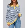 imagePRETTYGARDEN Womens Oversized Striped Sweatshirts Spring Fall Trendy Casual Long Sleeve Button Up Tops Shirt Preppy ClothesStriped Blue White