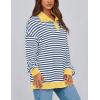 imagePRETTYGARDEN Womens Oversized Striped Sweatshirts Spring Fall Trendy Casual Long Sleeve Button Up Tops Shirt Preppy ClothesStriped Blue White