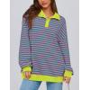 imagePRETTYGARDEN Womens Oversized Striped Sweatshirts Spring Fall Trendy Casual Long Sleeve Button Up Tops Shirt Preppy ClothesStriped Pink Green