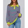 imagePRETTYGARDEN Womens Oversized Striped Sweatshirts Spring Fall Trendy Casual Long Sleeve Button Up Tops Shirt Preppy ClothesStriped Pink Green