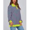 imagePRETTYGARDEN Womens Oversized Striped Sweatshirts Spring Fall Trendy Casual Long Sleeve Button Up Tops Shirt Preppy ClothesStriped Pink Green