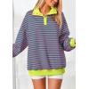 imagePRETTYGARDEN Womens Oversized Striped Sweatshirts Spring Fall Trendy Casual Long Sleeve Button Up Tops Shirt Preppy ClothesStriped Pink Green