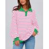 imagePRETTYGARDEN Womens Oversized Striped Sweatshirts Spring Fall Trendy Casual Long Sleeve Button Up Tops Shirt Preppy ClothesStriped Pink White