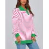 imagePRETTYGARDEN Womens Oversized Striped Sweatshirts Spring Fall Trendy Casual Long Sleeve Button Up Tops Shirt Preppy ClothesStriped Pink White