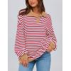imagePRETTYGARDEN Womens Oversized Striped Sweatshirts Spring Fall Trendy Casual Long Sleeve Button Up Tops Shirt Preppy ClothesStriped Red White