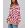 imagePRETTYGARDEN Womens Oversized Striped Sweatshirts Spring Fall Trendy Casual Long Sleeve Button Up Tops Shirt Preppy ClothesStriped Red White