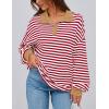 imagePRETTYGARDEN Womens Oversized Striped Sweatshirts Spring Fall Trendy Casual Long Sleeve Button Up Tops Shirt Preppy ClothesStriped Red White