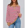 imagePRETTYGARDEN Womens Oversized Striped Sweatshirts Spring Fall Trendy Casual Long Sleeve Button Up Tops Shirt Preppy ClothesStriped Red White