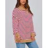 imagePRETTYGARDEN Womens Oversized Striped Sweatshirts Spring Fall Trendy Casual Long Sleeve Button Up Tops Shirt Preppy ClothesStriped Red White