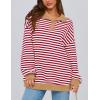 imagePRETTYGARDEN Womens Oversized Striped Sweatshirts Spring Fall Trendy Casual Long Sleeve Button Up Tops Shirt Preppy ClothesStriped Red White