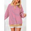 imagePRETTYGARDEN Womens Oversized Striped Sweatshirts Spring Fall Trendy Casual Long Sleeve Button Up Tops Shirt Preppy ClothesStriped Red White