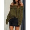 imagePRETTYGARDEN Womens Sweaters Spring Off The Shoulder Long Sleeve Top 2025 Outfits Loose Knitted Winter PulloverArmy Green