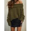 imagePRETTYGARDEN Womens Sweaters Spring Off The Shoulder Long Sleeve Top 2025 Outfits Loose Knitted Winter PulloverArmy Green