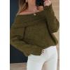 imagePRETTYGARDEN Womens Sweaters Spring Off The Shoulder Long Sleeve Top 2025 Outfits Loose Knitted Winter PulloverArmy Green