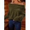 imagePRETTYGARDEN Womens Sweaters Spring Off The Shoulder Long Sleeve Top 2025 Outfits Loose Knitted Winter PulloverArmy Green