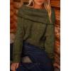 imagePRETTYGARDEN Womens Sweaters Spring Off The Shoulder Long Sleeve Top 2025 Outfits Loose Knitted Winter PulloverArmy Green