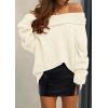 imagePRETTYGARDEN Womens Sweaters Spring Off The Shoulder Long Sleeve Top 2025 Outfits Loose Knitted Winter PulloverBeige White
