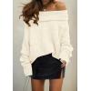 imagePRETTYGARDEN Womens Sweaters Spring Off The Shoulder Long Sleeve Top 2025 Outfits Loose Knitted Winter PulloverBeige White