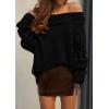 imagePRETTYGARDEN Womens Sweaters Spring Off The Shoulder Long Sleeve Top 2025 Outfits Loose Knitted Winter PulloverBlack