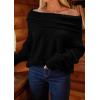 imagePRETTYGARDEN Womens Sweaters Spring Off The Shoulder Long Sleeve Top 2025 Outfits Loose Knitted Winter PulloverBlack