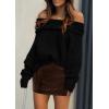 imagePRETTYGARDEN Womens Sweaters Spring Off The Shoulder Long Sleeve Top 2025 Outfits Loose Knitted Winter PulloverBlack