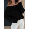imagePRETTYGARDEN Womens Sweaters Spring Off The Shoulder Long Sleeve Top 2025 Outfits Loose Knitted Winter PulloverBlack