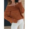 imagePRETTYGARDEN Womens Sweaters Spring Off The Shoulder Long Sleeve Top 2025 Outfits Loose Knitted Winter PulloverBrick Red