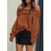 imagePRETTYGARDEN Womens Sweaters Spring Off The Shoulder Long Sleeve Top 2025 Outfits Loose Knitted Winter PulloverBrick Red