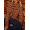 imagePRETTYGARDEN Womens Sweaters Spring Off The Shoulder Long Sleeve Top 2025 Outfits Loose Knitted Winter PulloverBrick Red