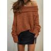 imagePRETTYGARDEN Womens Sweaters Spring Off The Shoulder Long Sleeve Top 2025 Outfits Loose Knitted Winter PulloverBrick Red
