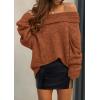 imagePRETTYGARDEN Womens Sweaters Spring Off The Shoulder Long Sleeve Top 2025 Outfits Loose Knitted Winter PulloverBrick Red