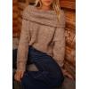imagePRETTYGARDEN Womens Sweaters Spring Off The Shoulder Long Sleeve Top 2025 Outfits Loose Knitted Winter PulloverCamel