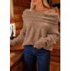 imagePRETTYGARDEN Womens Sweaters Spring Off The Shoulder Long Sleeve Top 2025 Outfits Loose Knitted Winter PulloverCamel