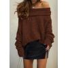 imagePRETTYGARDEN Womens Sweaters Spring Off The Shoulder Long Sleeve Top 2025 Outfits Loose Knitted Winter PulloverCoffee